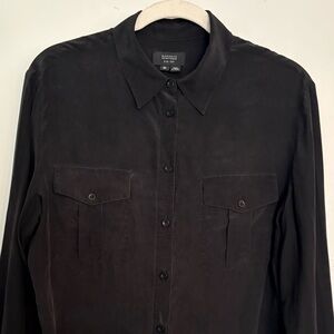 Vintage Barney’s New York Co Op Button-Up Black Silk Shirt